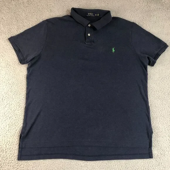 Ralph Lauren Polo Shirt Adult Extra Large Blue Green Pony Rugby Casual Mens - Picture 1 of 7